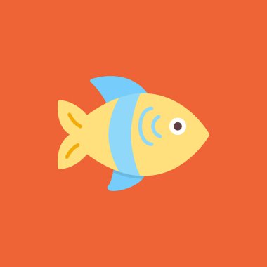 Düz balık simgesi mavi üzerine izole