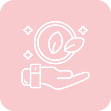 Çiçekle yaprak tutan bir elin vektör çizimi