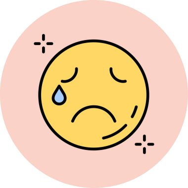 üzgün emoji simgesi renk ana hatları vektörü