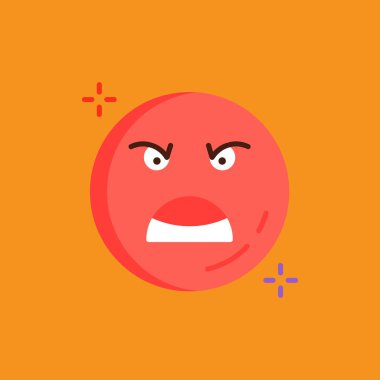 Kızgın emojili kızgın bir ifade. Öfkeli ifade. vektör