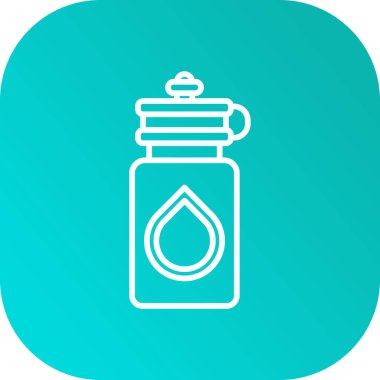 Beyaz çizgi su damlası ikonu uzun gölge arkaplan izole. Çember yeşil düğme. vektör.