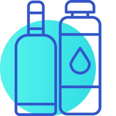 Su şişesi ikonu. Ağ için belirlenmiş su vektörü simgelerinin özet çizimi