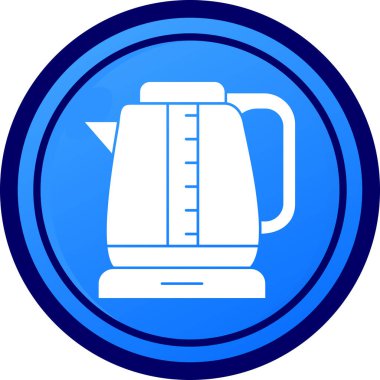 Kahve ısıtıcısı simgesi mavi izole vektörü