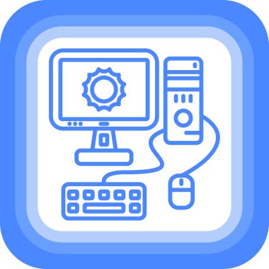 Ana hatlar biçiminde bilgisayar donanım onarım simgesi