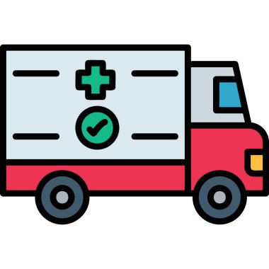 Ambülans acil tıbbi simgesi doldurulmuş taslak biçimi