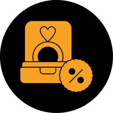 Siyah beyaz kalp şeklindeki kutu simgesinin vektör çizimi