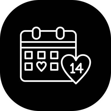 Kalp ikonu vektör illüstrasyonlu takvim