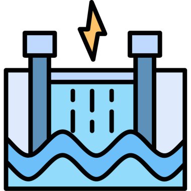 Güç istasyonu simgesi. Web için enerji istasyonu vektör simgelerinin özet çizimi