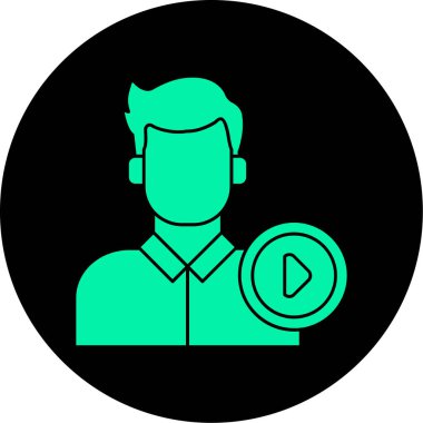 Kulaklık simgesi olan bir adamın vektör çizimi