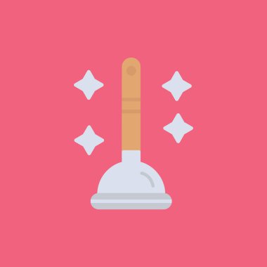 Bir süpürge simgesinin vektör illüstrasyonu