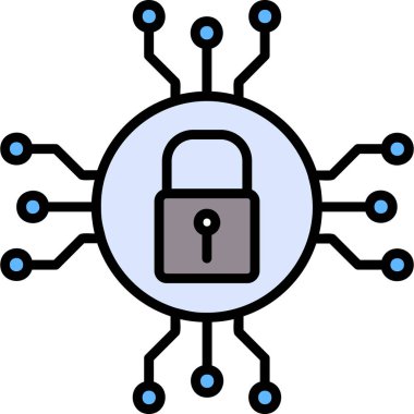 İnternet güvenlik kilidi simgesi - taslak biçimi