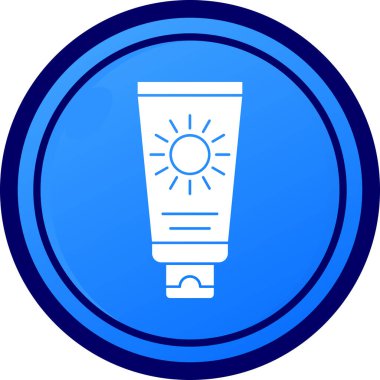 Mavi güneş ikonu beyaz arkaplanda izole edilmiş. Mavi daire düğmesi. vektör illüstrasyonu