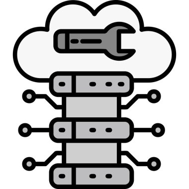 Bulut Hesaplama. Web simgesi basit illüstrasyon