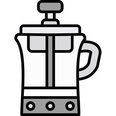 Çaydanlık kahve ikonu ana hatlarıyla