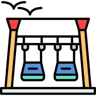 Sallanan oyun alanı ikonu. özet salıncak vektör simgesi rengi düz izole