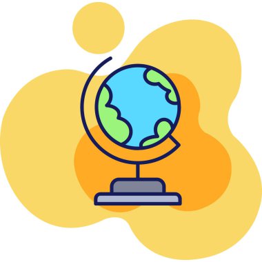 küresel internet dünyası simgesi. Web için küresel internet küresi vektör simgesinin basit çizimi