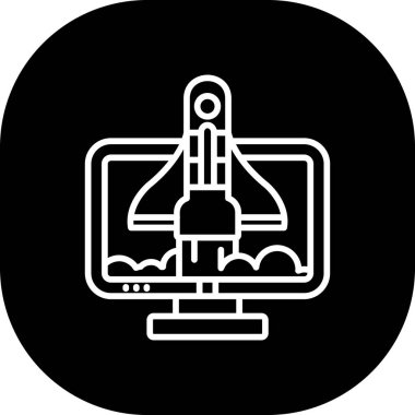 Benzersiz roket simgesi, vektör çizimi