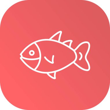 Bir balıklı uzun gölge vektör kare simgesi çizimi