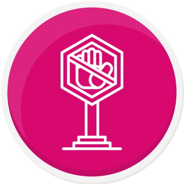 Beyaz çizgili el, uzun gölgeli bir top simgesini tutuyor. Çember düğmesi. pembe düğme