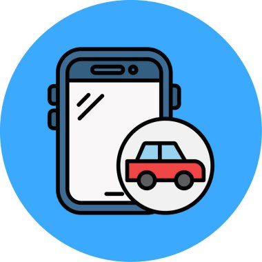 araba mobil simgesi, vektör illüstrasyonu