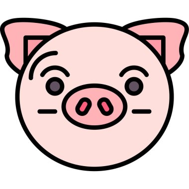 Domuz kafası ikonu. Domuzun baş vektör simgesi rengi düz izole
