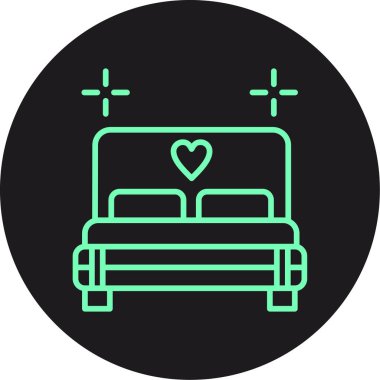 güzel otel yatak çizgisi vektör simgesi