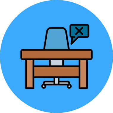 Sandalye ve sandalye ikonlu bilgisayar masası, vektör tasarımı