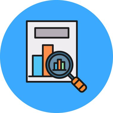 analiz ikonu. özet araştırma analizi vektör rengi düz izole