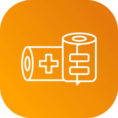 Beyaz çizgi pil simgesi beyaz gölge arkaplanda izole edildi. Şimşek sembolü turuncu kare düğme. vektör illüstrasyonu