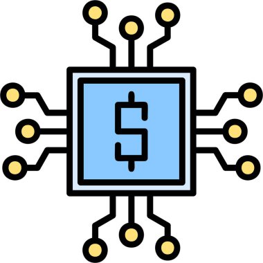 çip çipi simgesi renk dış hat vektörü