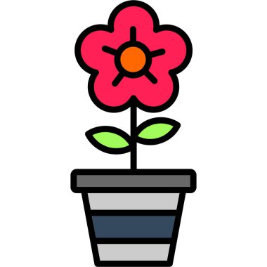 saksı çiçek bahçesi simgesi - taslak biçimi