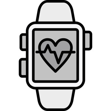 Kalp saati ikonu ana hatları vektörü. kalp sağlığı nöbeti