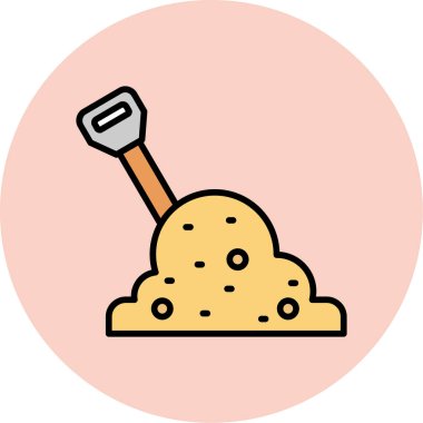 İnşaat küreği simgesi, vektör illüstrasyonu