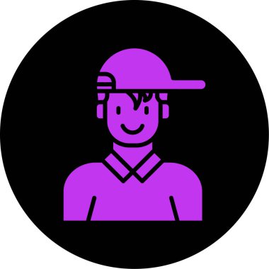 Şapkalı ve mor atkılı bir kızın vektör çizimi