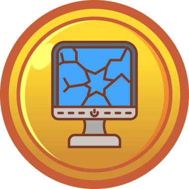 Altın paralı bilgisayar ekranı. vektör illüstrasyonu