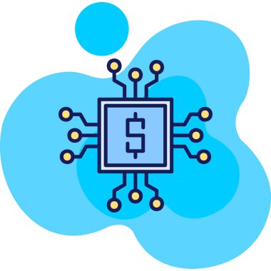 Cpu çip simgesi doldurulmuş taslak biçimi