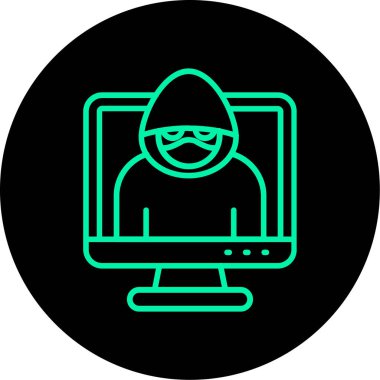 Dizüstü bilgisayarı ve kilit simgesi olan bilgisayar korsanı, düz stil