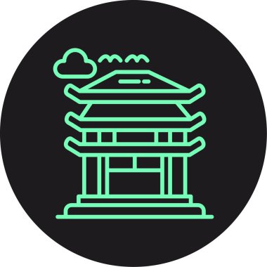 Japon tarzı bir Japon binasının vektör çizimi