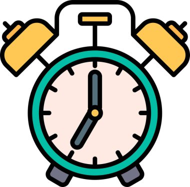 Alarm saati simgesi renk ana hatları vektörü