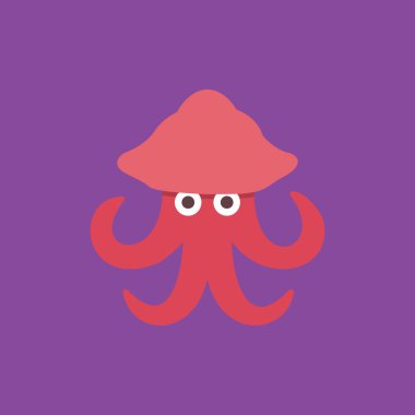 ahtapot yassı ikonu. Hayvan sembolü. düz vektör çizimi beyaz arkaplanda izole edildi