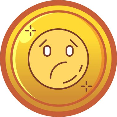 Üzgün madeni paralar ikonu. İflas vektör simgelerinin web için karikatür çizimi