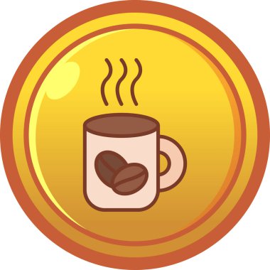 Sıcak kahve ikonu, çizgi film tarzı.