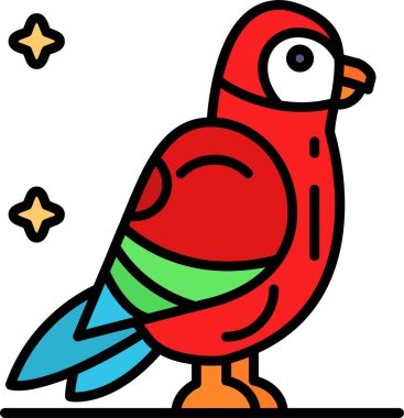 şirin çizgi film kuş vektör çizimi