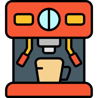 Kahve makinesi simgesi, vektör illüstrasyonu