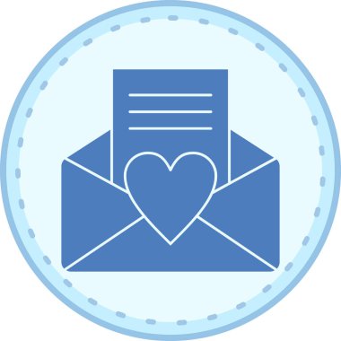 Bir mesajla mavi kalbin vektör çizimi