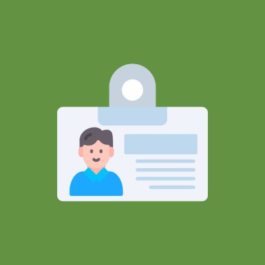 kimlik kartı vektörü düz renk simgesi