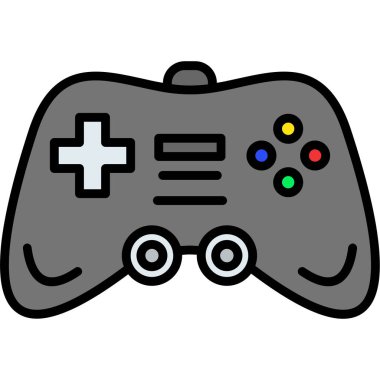 Oyun joystick simgesi renk ana hatları vektörü