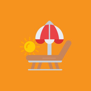 Düz simge tasarımı, şemsiyeli sandalye.