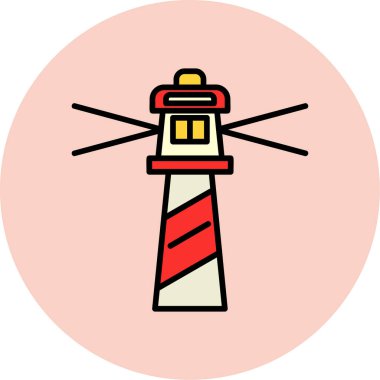 Deniz feneri. Web simgesi basit illüstrasyon