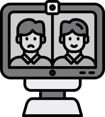 Video konferansı. Web simgesi vektör illüstrasyonu